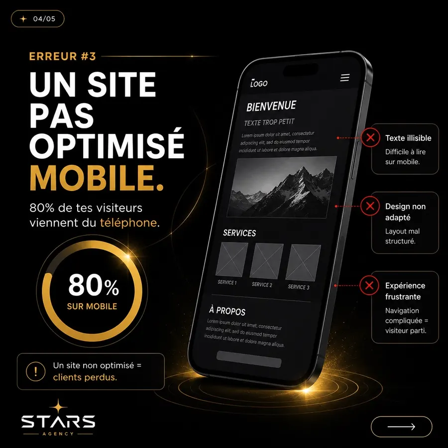 A website not optimized for mobile